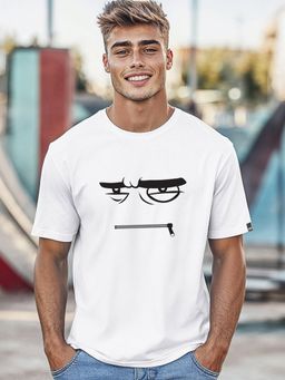 Bewakoof - Men's White Angry Zip Graphic Printed T-shirt
