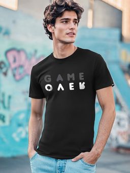 Bewakoof - Men's Black Game Over Typography T-shirt