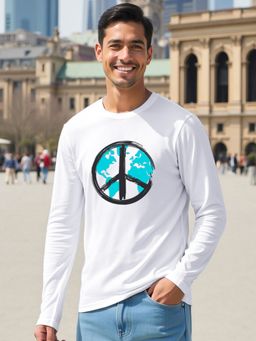 Bewakoof - Men's White World Peace Graphic Printed T-shirt