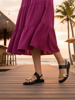 BAGATT - Women Ravenna Gold & Black Slingback Sandals