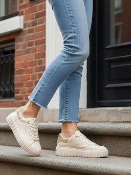 BAGATT - Piper Revo Beige & Gold Women Lifestyle Sneakers