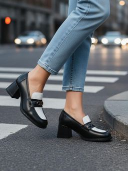 BAGATT - Scala Women Black Leather Block Heels Pumps