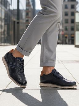 Bugatti - Sprinter Navy Blue Men Leather Sneakers