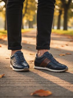 Bugatti - Ivar Navy Blue Men Leather Sneakers