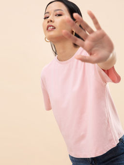 Twenty Dresses by Nykaa Fashion - Basics Super Chill Dusky Pink Boxy Tee