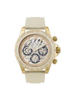 Guess - Men Champagne Round Stainless Steel Dial Analog Watch-GW0578G2