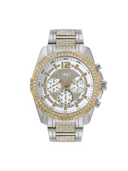 Guess - Men White Round Stainless Steel Dial Analog Watch-U0291G4M