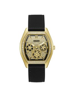 Guess - Men Black Rectangle Stainless Steel Dial Analog Watch-U1381G1M