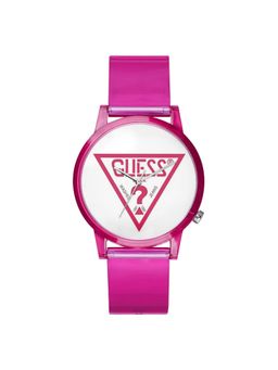 Guess - Unisex White Round Polycarbonate Dial Analog Watch-V1018M4