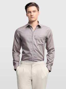 Arrow - Brown Cotton Stripes Shirt