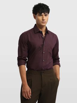 Arrow - Purple Cotton Stripes Shirt