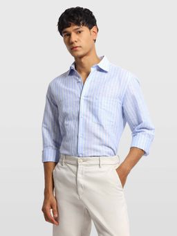 Arrow - Blue Linen Stripes Shirt
