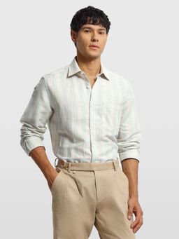 Arrow - Green Linen Stripes Shirt