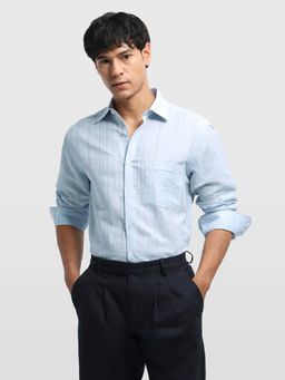 Arrow - Blue Linen Stripes Shirt