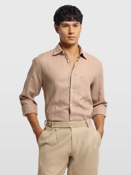 Arrow - Brown Linen Stripes Shirt