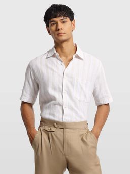 Arrow - Beige Linen Stripes Shirt