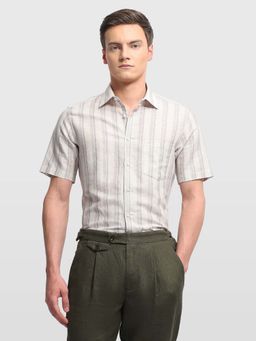 Arrow - Brown Linen Stripes Shirt