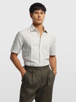 Arrow - Green Linen Stripes Shirt