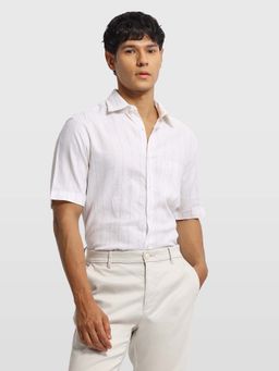 Arrow - White Linen Stripes Shirt