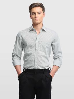 Arrow - Green Cotton Stripes Shirt