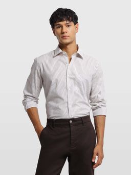 Arrow - Brown Cotton Stripes Shirt