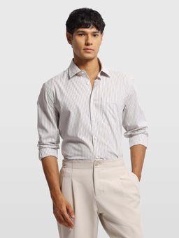 Arrow - Brown Cotton Stripes Shirt