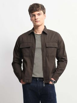 Arrow Sports - Brown Cotton Solid Shacket