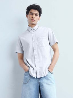 Flying Machine - Blue Cotton Stripes Shirt