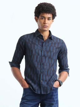 Flying Machine - Blue Rayon Abstract Shirt