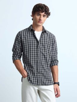 Flying Machine - Black Cotton Checks Shirt