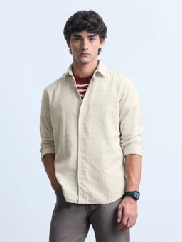 Flying Machine - White Cotton Stripes Shirt