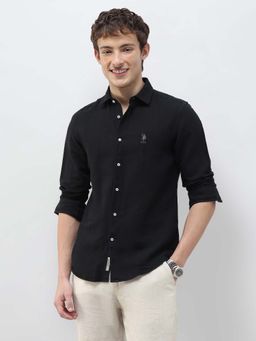 U.S. Polo Assn. Denim Co. - Black Linen Solid Shirt