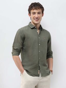 U.S. Polo Assn. Denim Co. - Green Linen Solid Shirt