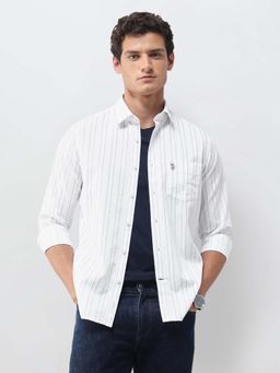 U.S. POLO ASSN. - White Cotton Stripes Shirt