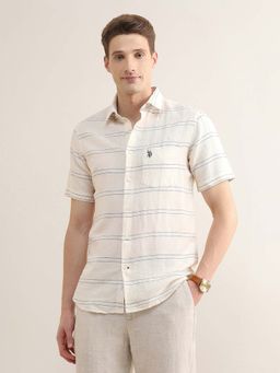 U.S. POLO ASSN. - White Cotton Stripes Shirt
