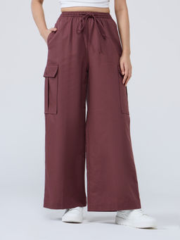 Twenty Dresses by Nykaa Fashion - Rust High Waist Side Seam Patch Pocket Trousers