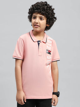 Monte Carlo - Boys Printed Light Pink Half Sleeve Regular Fit Polo T-Shirt