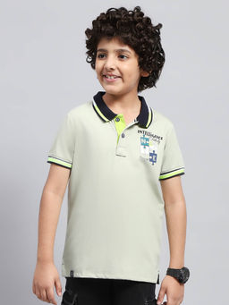 Monte Carlo - Boys Printed Grey Half Sleeve Regular Fit Polo T-Shirt