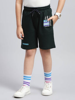 Monte Carlo - Boys Printed Bottle Green Regular Fit Shorts