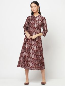 Fabindia - Cotton Silk Printed Slim Fit Long Dress