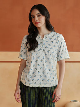 Fabindia - White Cotton Printed Top
