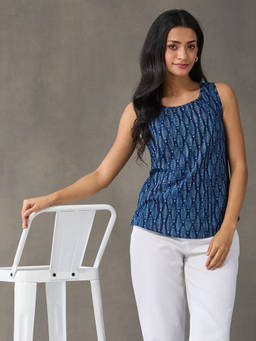 Fabindia - Indigo Cotton Dabu Printed Top