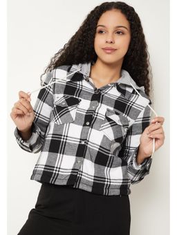 max - Women Checked Hooded Jacket