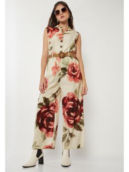 max - Women Floral Print Jumpsuit with Belt