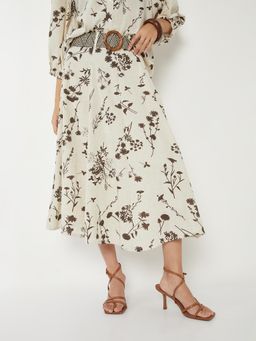 max - Women Printed A-Line Midi Skirt with Belt