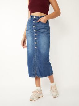 max - Women Washed Denim Skirt