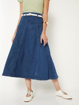 max - Women Solid Denim Skirt