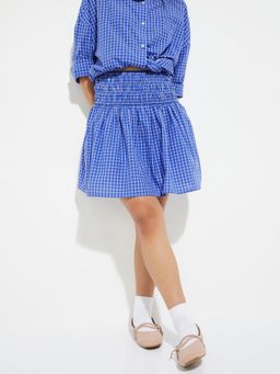 max - Women Checked Smocked Waist Skirt