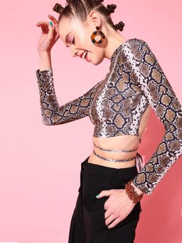 STREET 9 - Brown Animal Print Crop Top