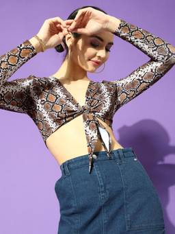 STREET 9 - Brown Animal Print Crop Top